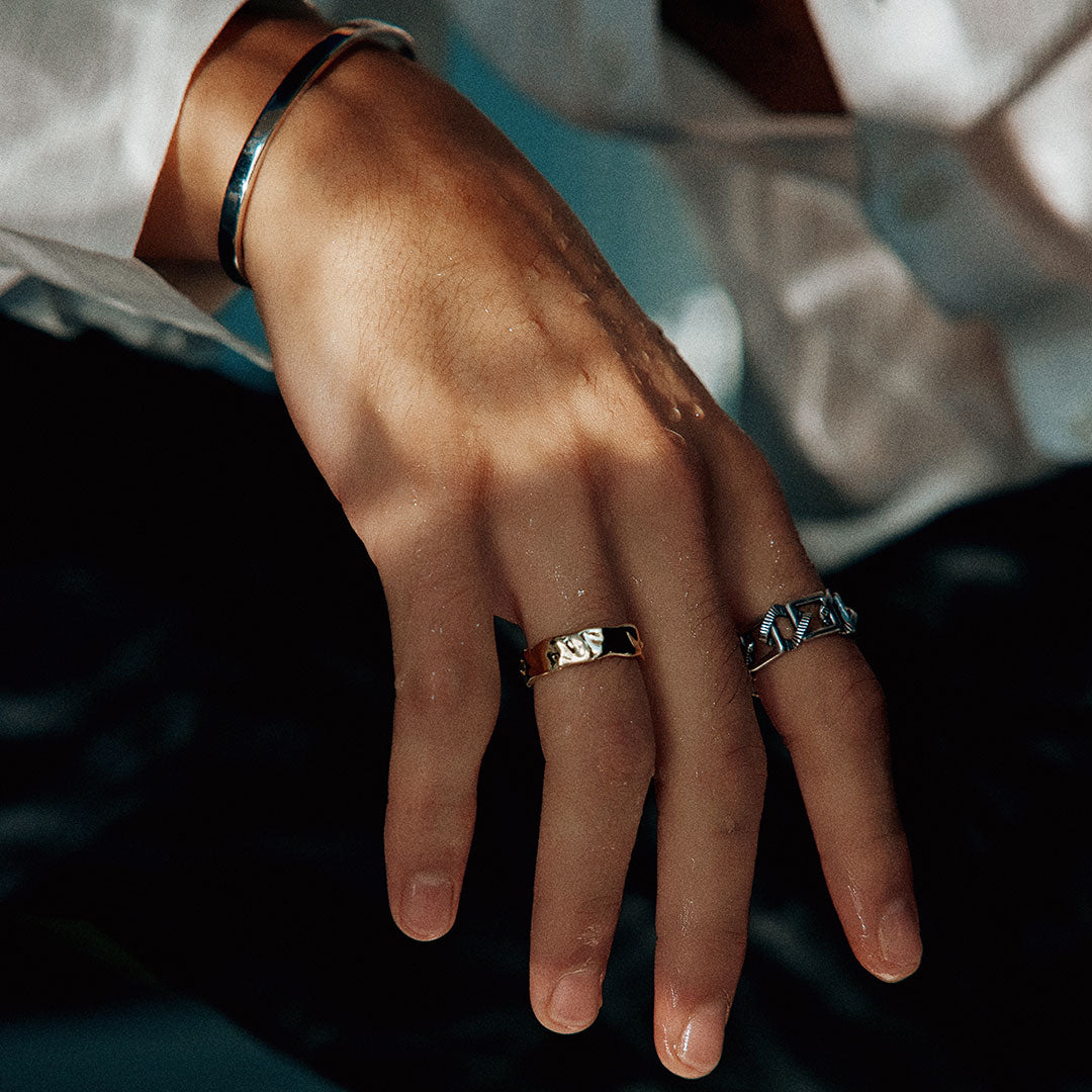 Gold Plated Silver Attrition Ring