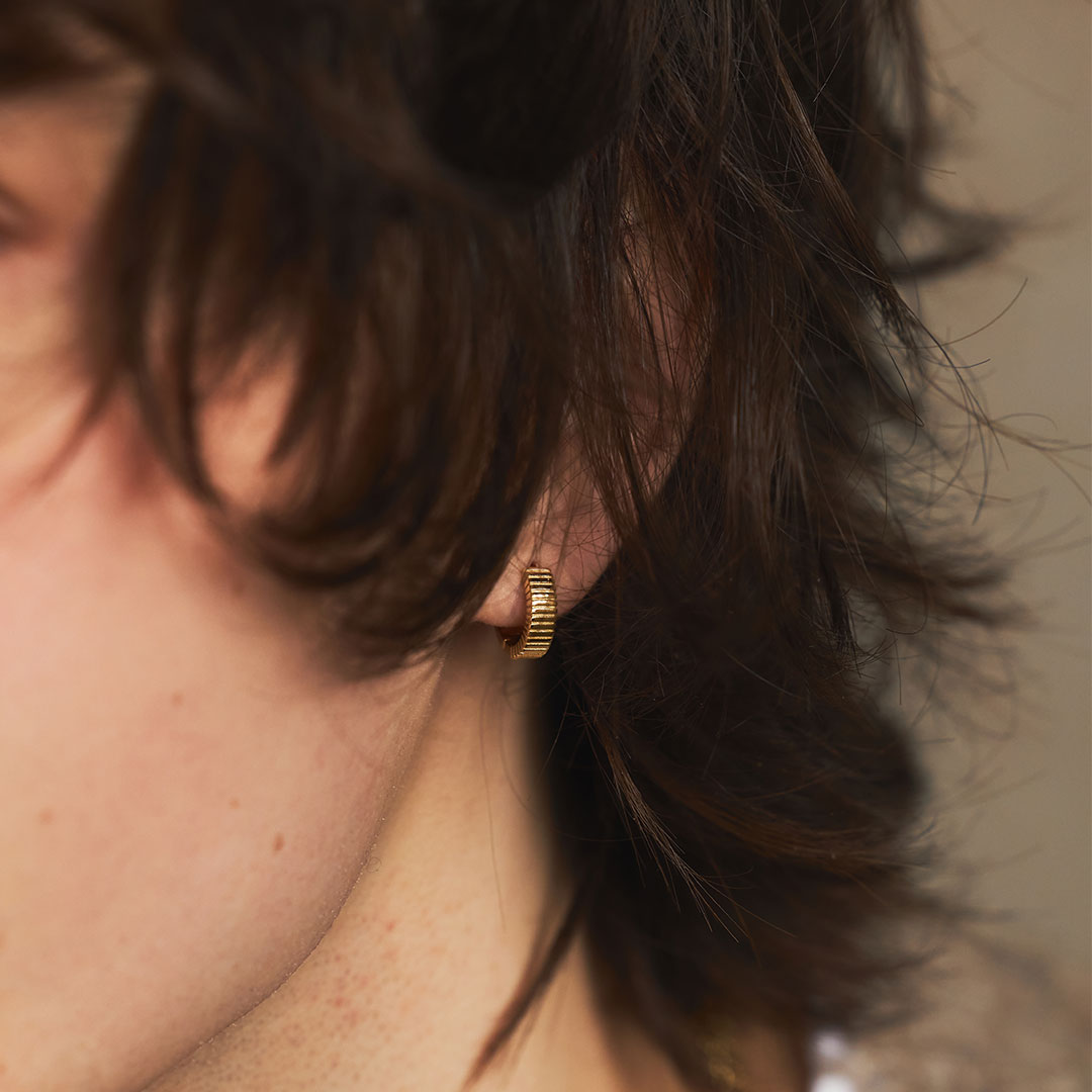 Gold Plated Silver Column Earring