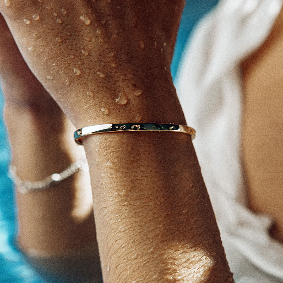Gold Plated Silver Line Bangle