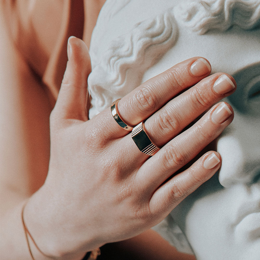 Gold Plated Silver Pyramid Ring