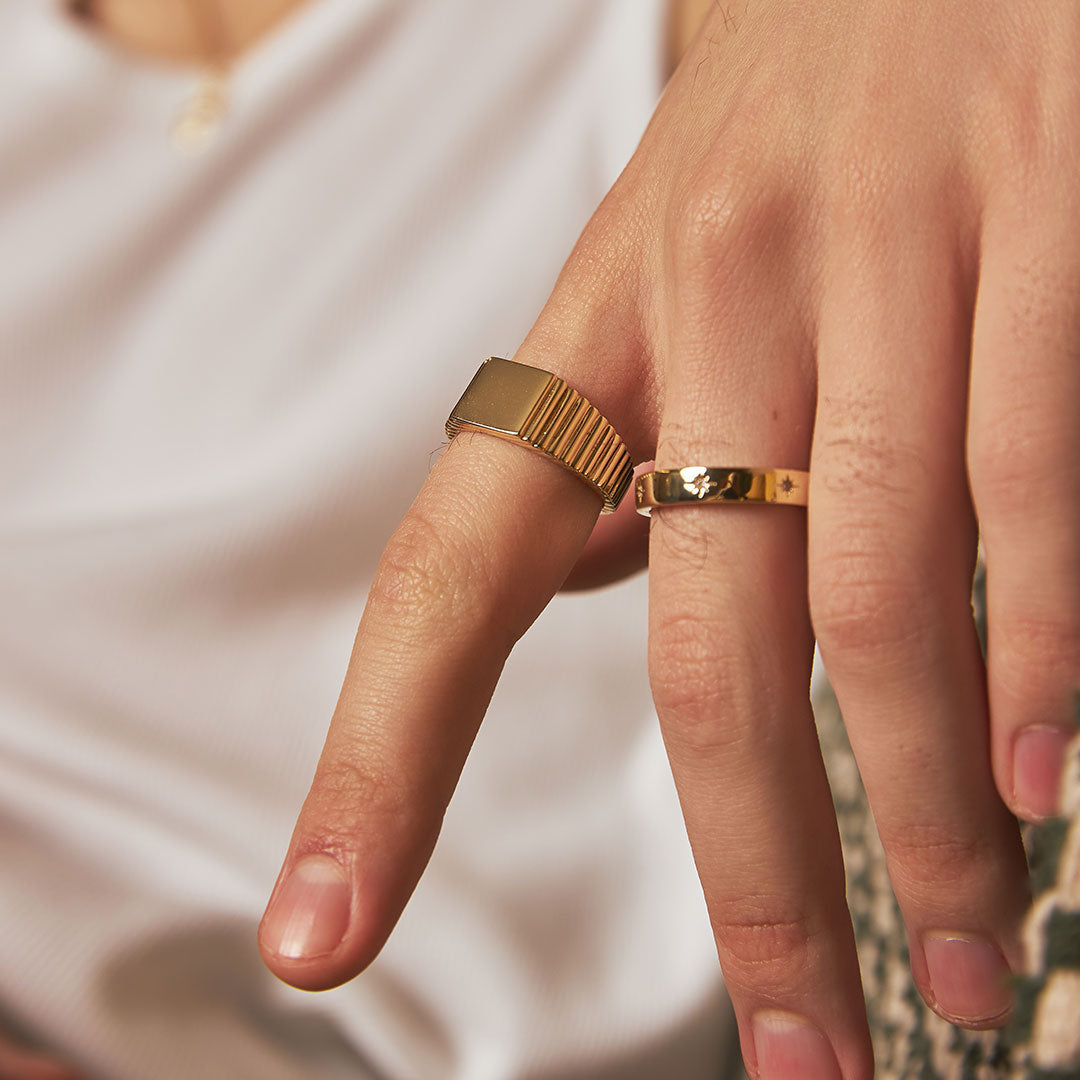 Gold Plated Silver Pyramid Ring