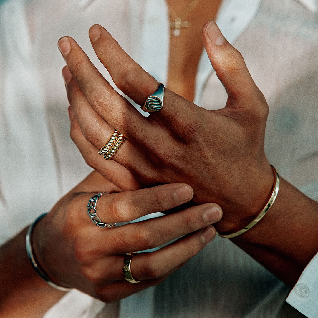 Gold Plated Silver Ripple Ring