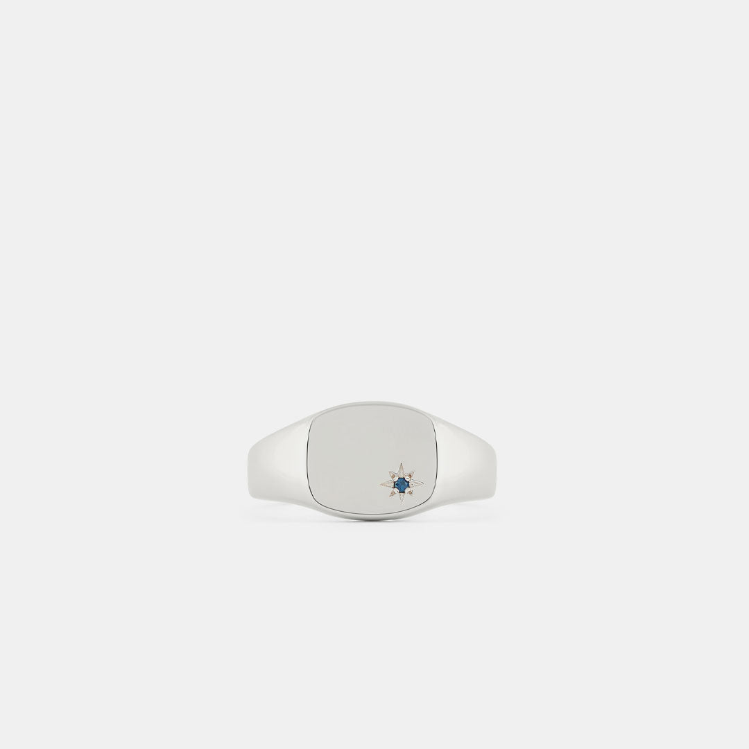 Silver Sapphire Birthstone Ring