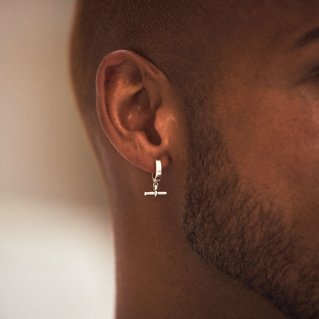 Silver T-Bar Earring