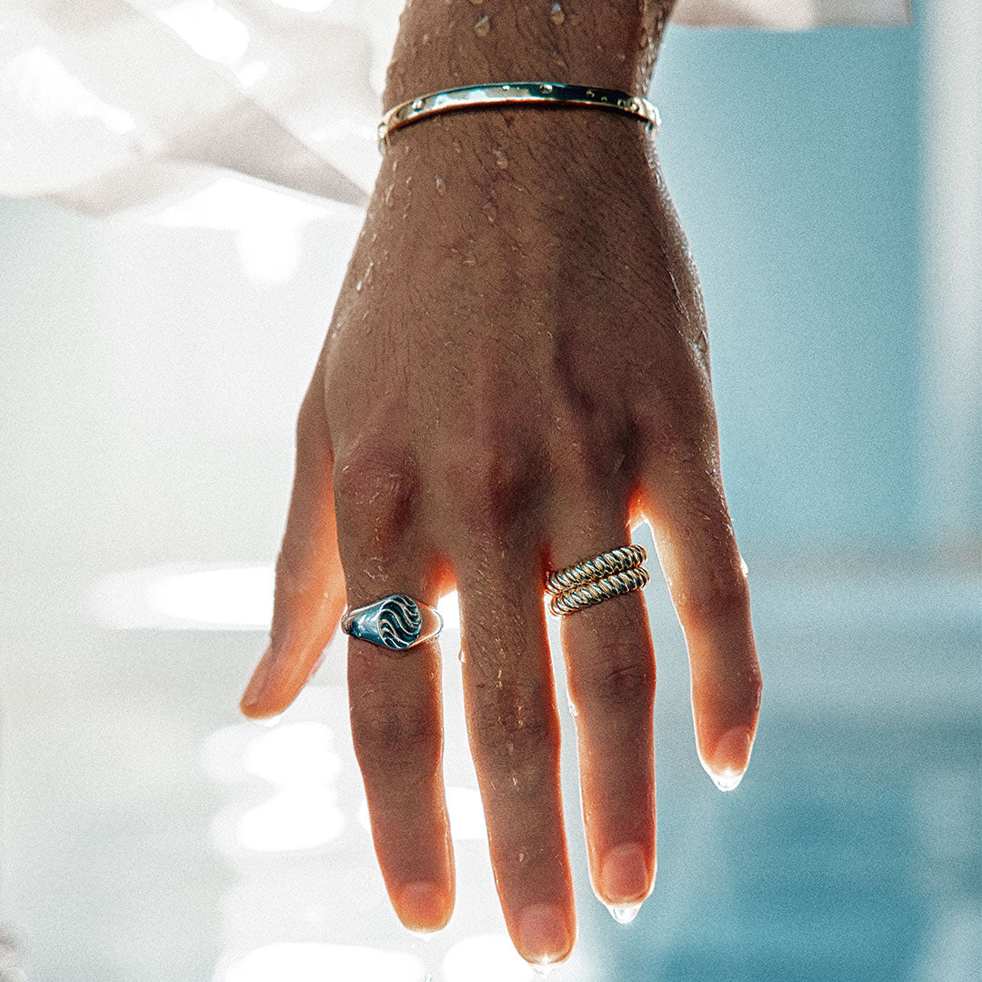 Gold Plated Silver Ripple Ring
