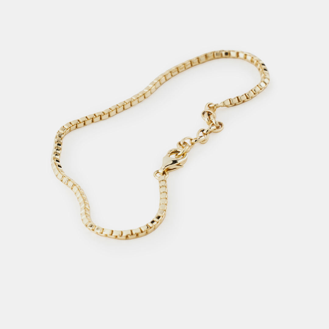 Gold Plated Silver Box Chain Bracelet