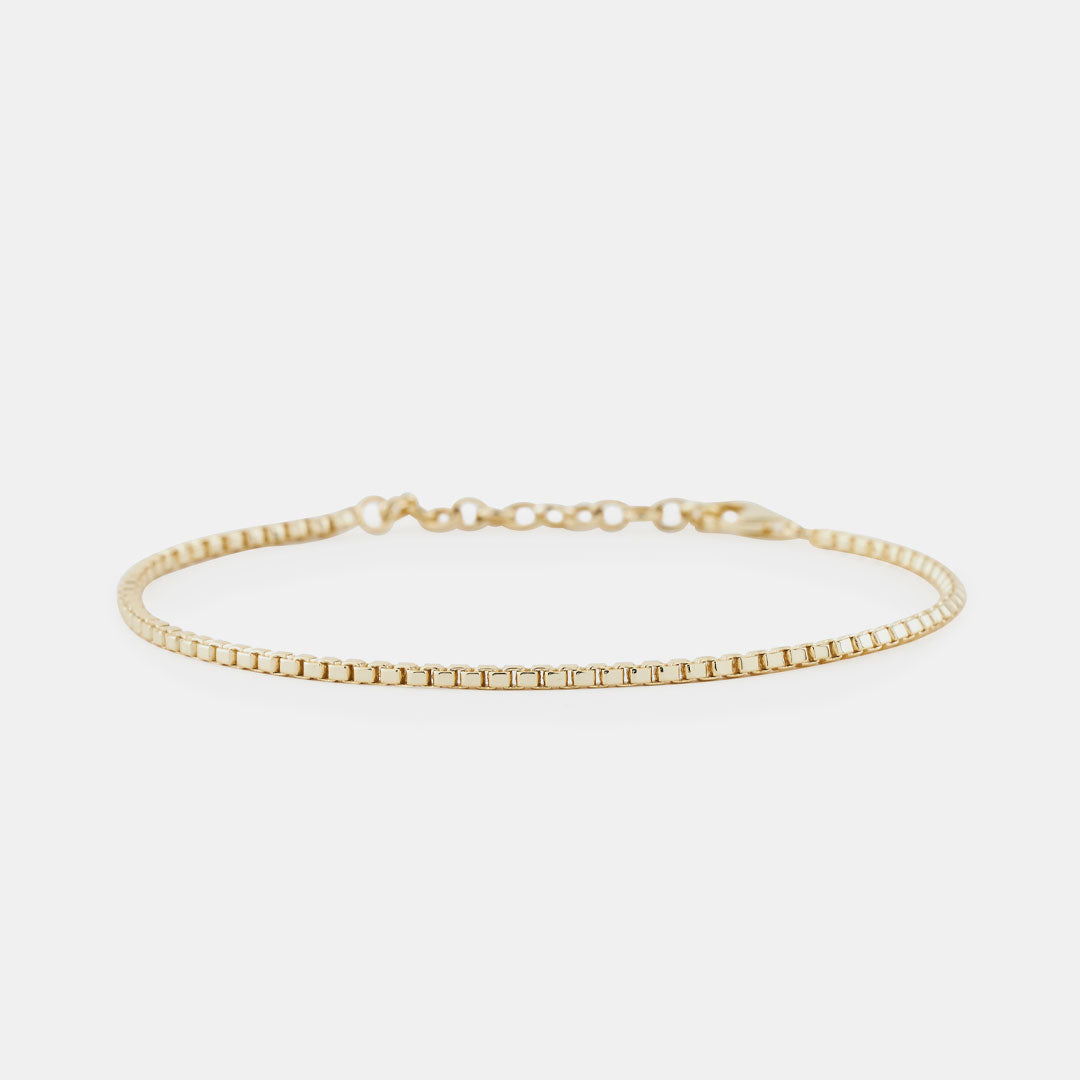 Gold Plated Silver Box Chain Bracelet