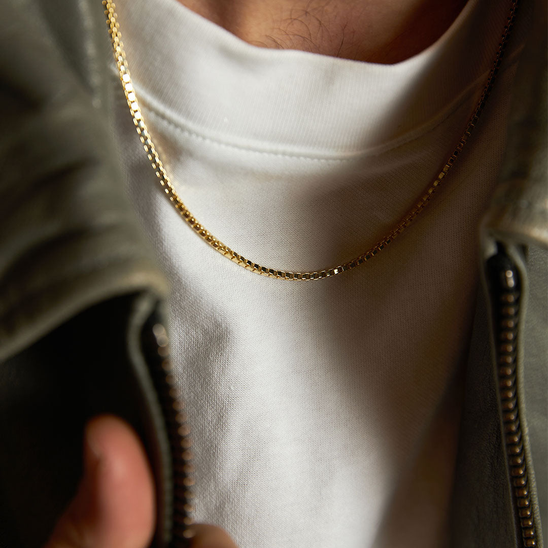 Gold Plated Silver Box Chain Necklace