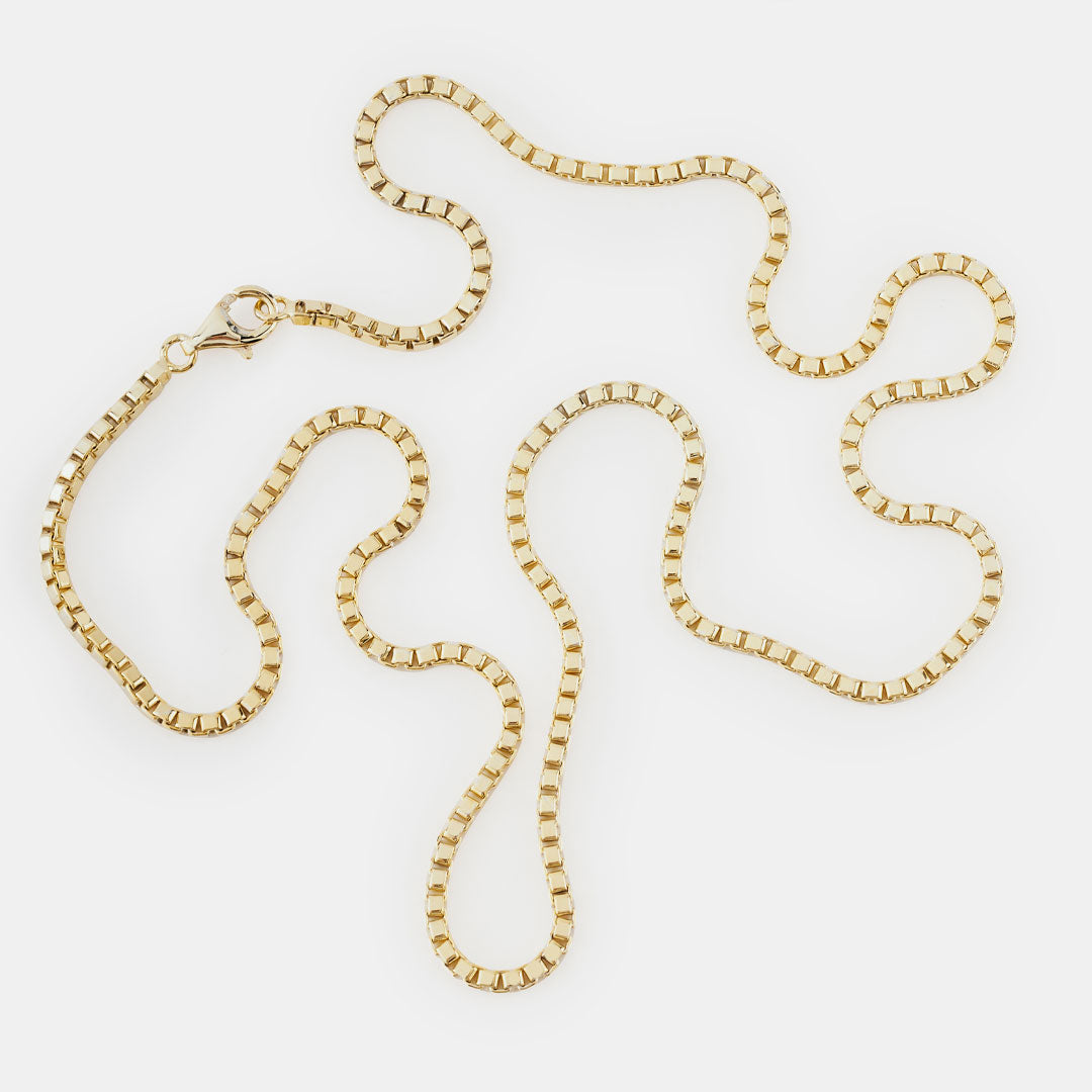 Gold Plated Silver Box Chain Necklace