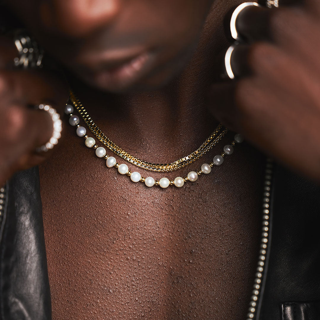 Gold Plated Silver Box Chain Necklace