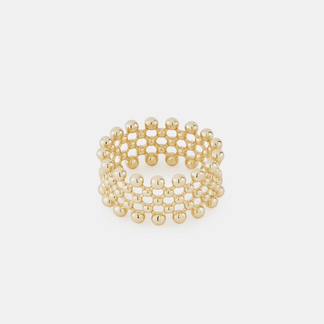 Gold Plated Silver Molecule Ring