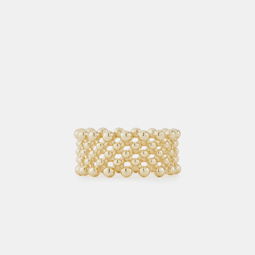 Gold Plated Silver Molecule Ring