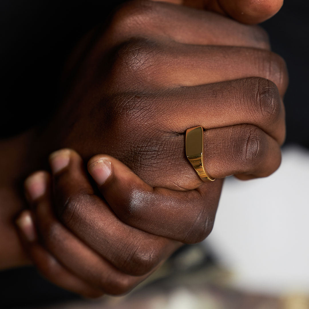 Gold Plated Silver Rectangle Signet Ring