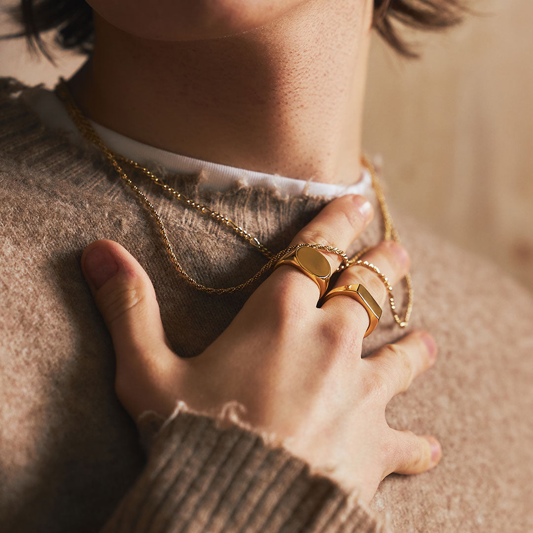 Gold Plated Silver Rectangle Signet Ring