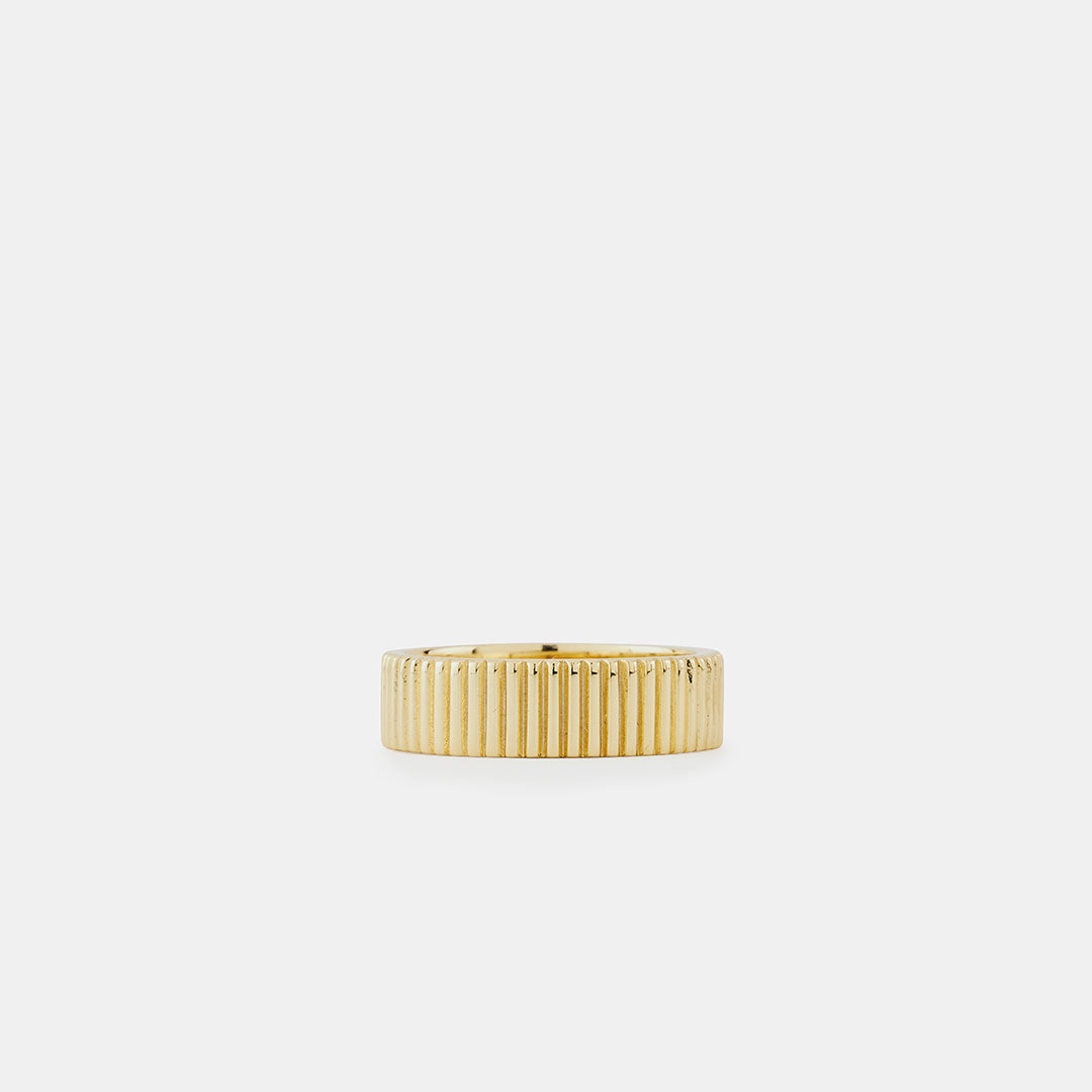Gold Plated Silver Ridge Band Ring