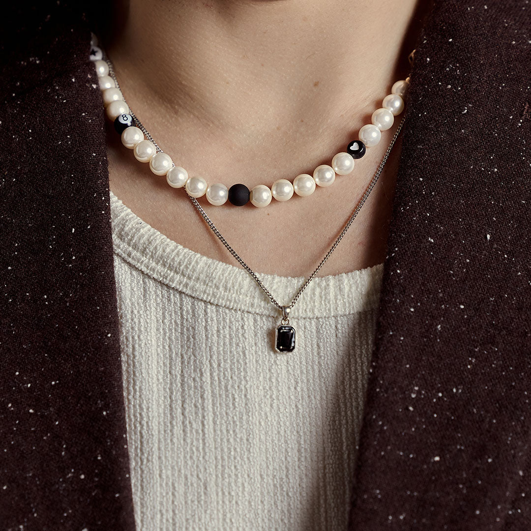 Silver Black Blush Necklace