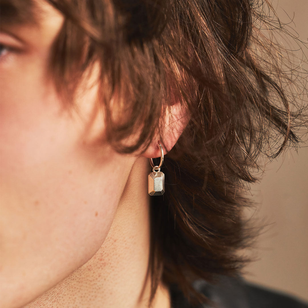 Silver Solid Gem Earring