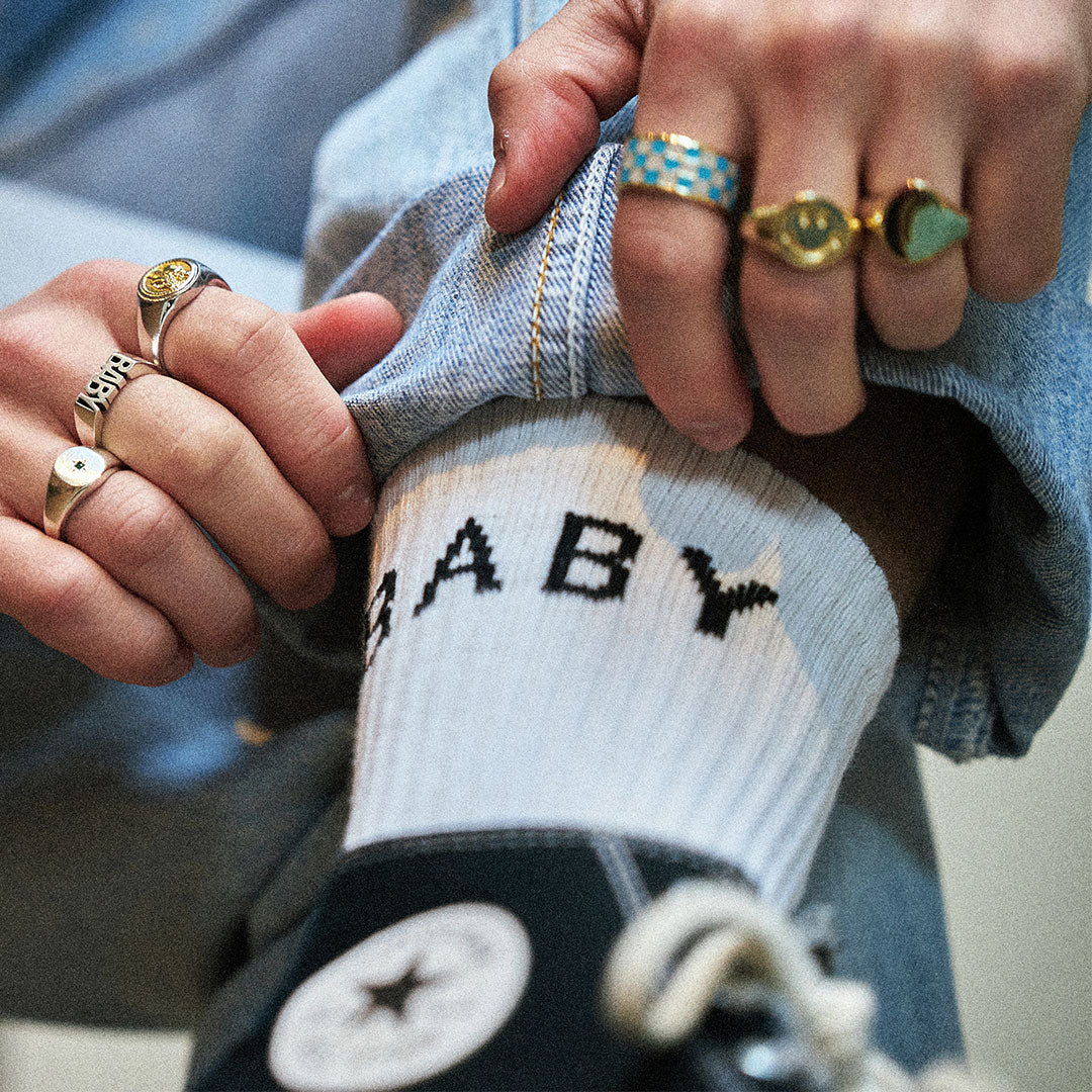 White Yeah Baby Socks - Serge DeNimes