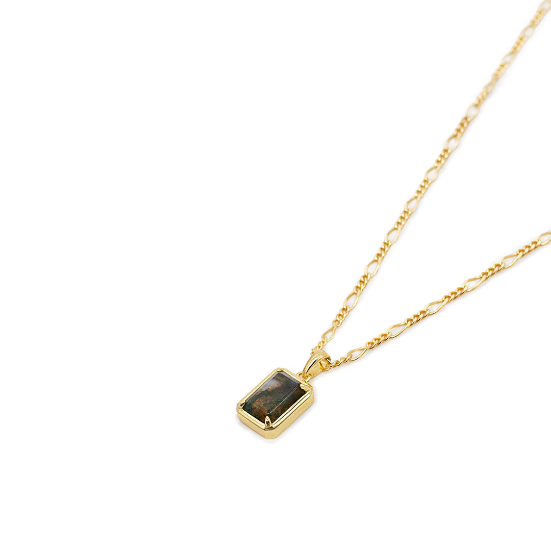 Gold Moss Agate Necklace