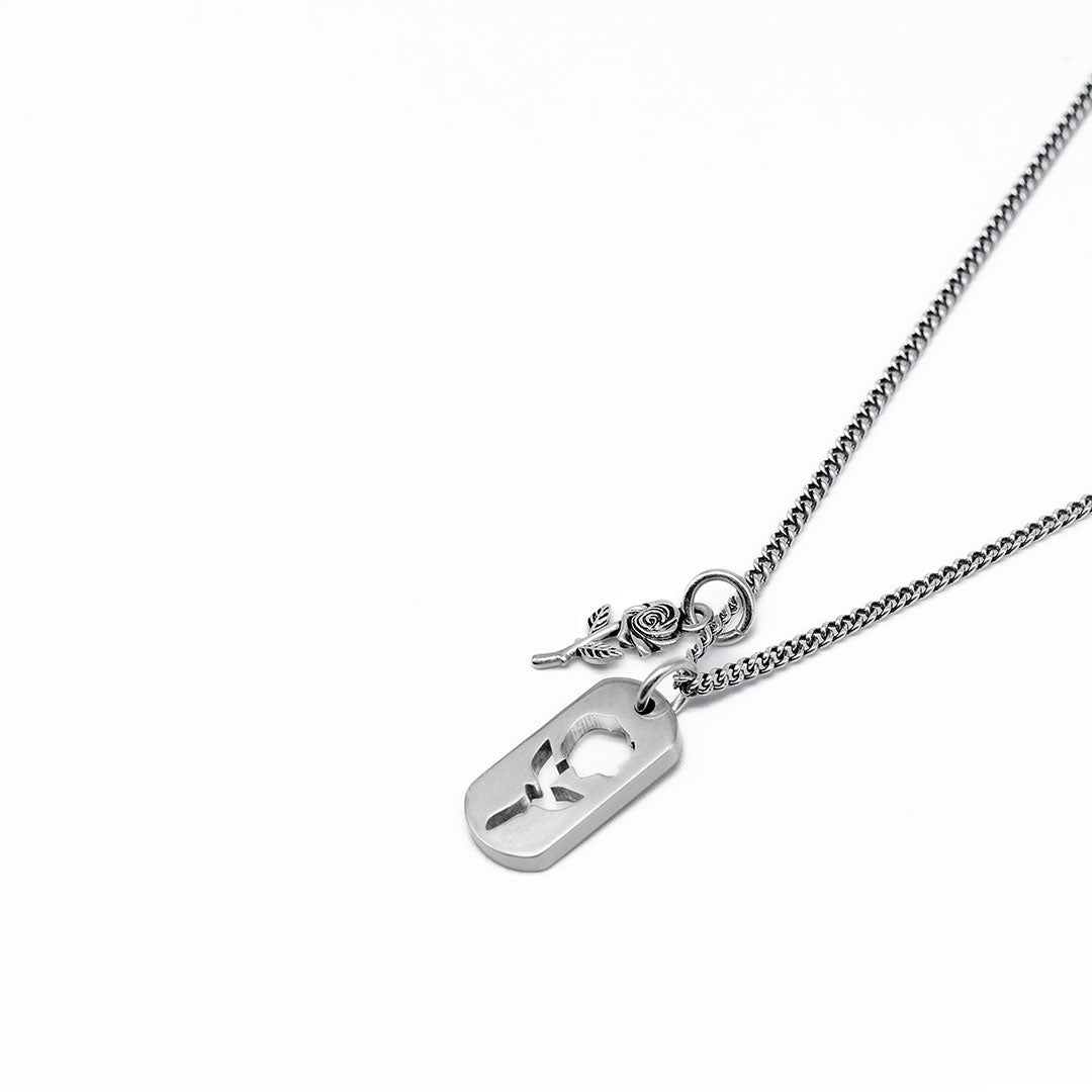 Silver Rose Dog Tag Necklace - Limited Edition
