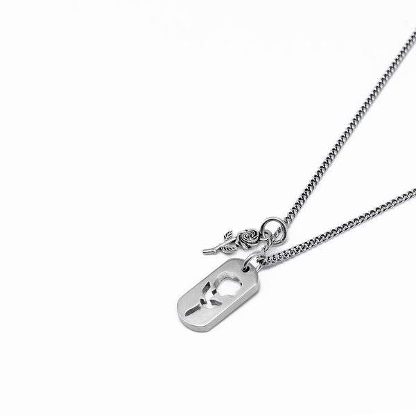 Silver Rose Dog Tag Necklace - Limited Edition