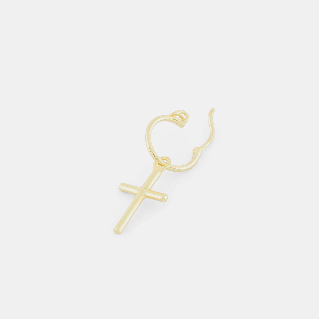 Gold Plated Silver Cross Earring - Serge DeNimes