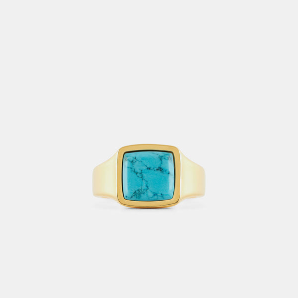 Gold Cushion Turquoise Ring