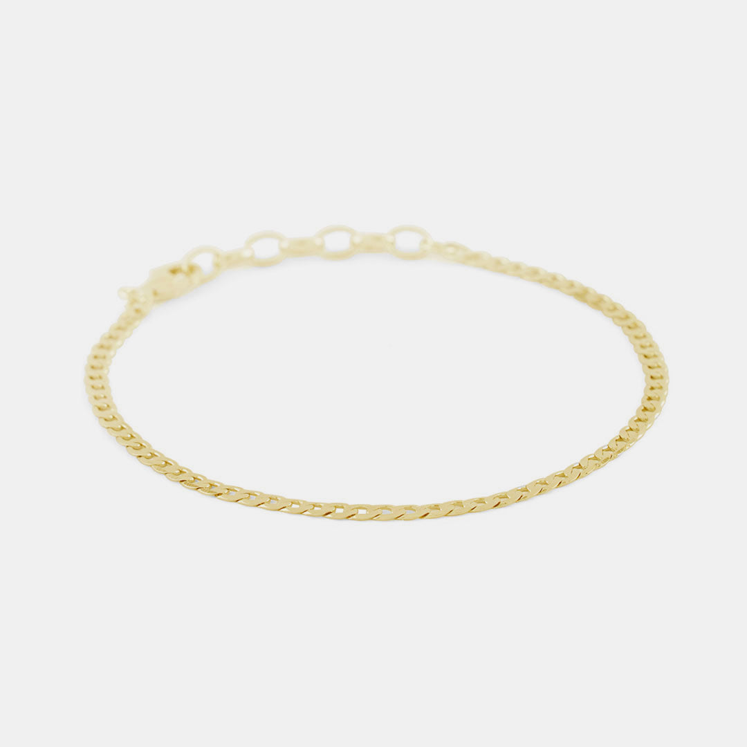 Gold Flat Cuban Chain Bracelet