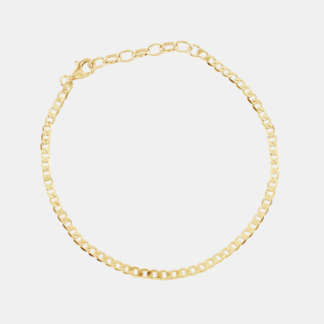 Gold Flat Cuban Chain Bracelet