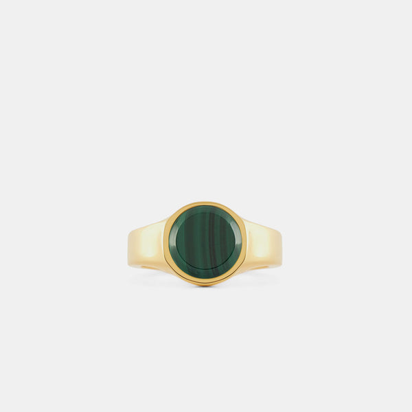 Gold Round Malachite Ring
