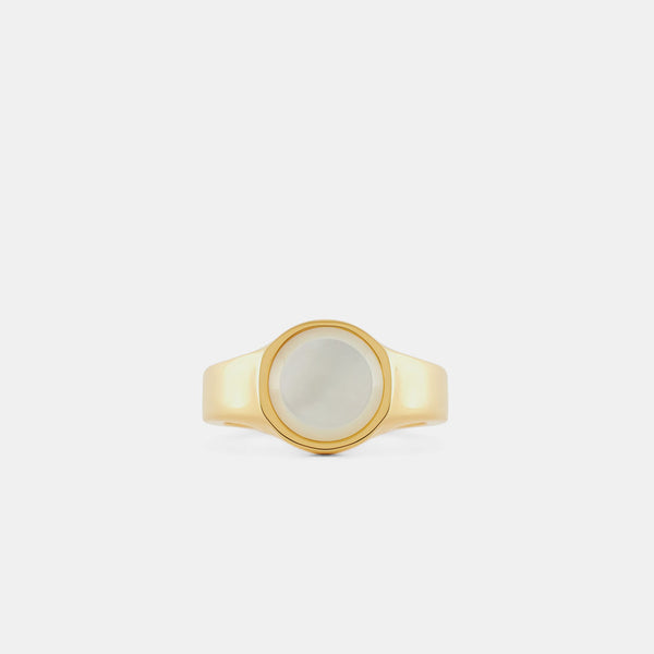 Gold Round Mother of Pearl Ring