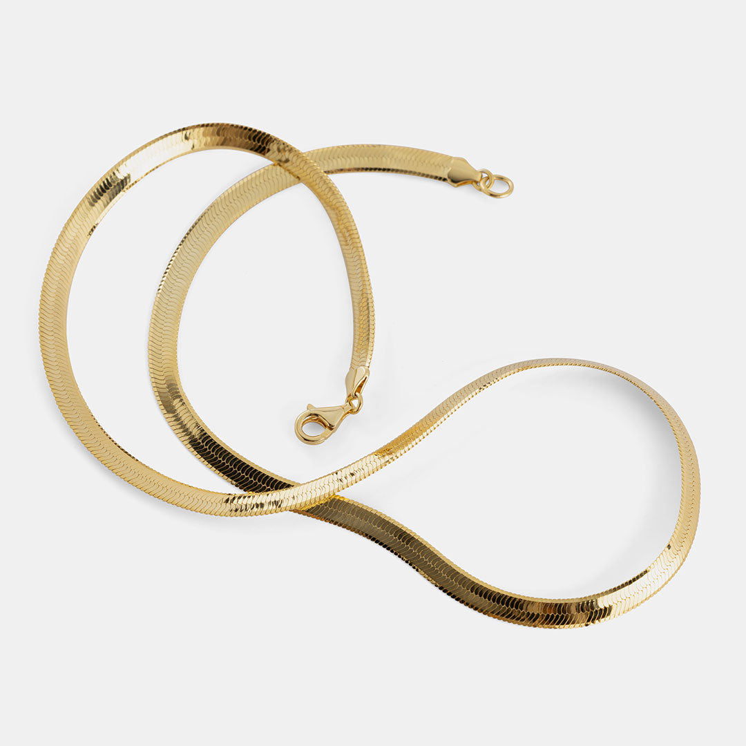 Gold Plated Flat Snake Chain Necklace Stainless Steel Herringbone Link  Choker Women Men Hip Hop Jewelry Silver Color BFF Bijoux - AliExpress