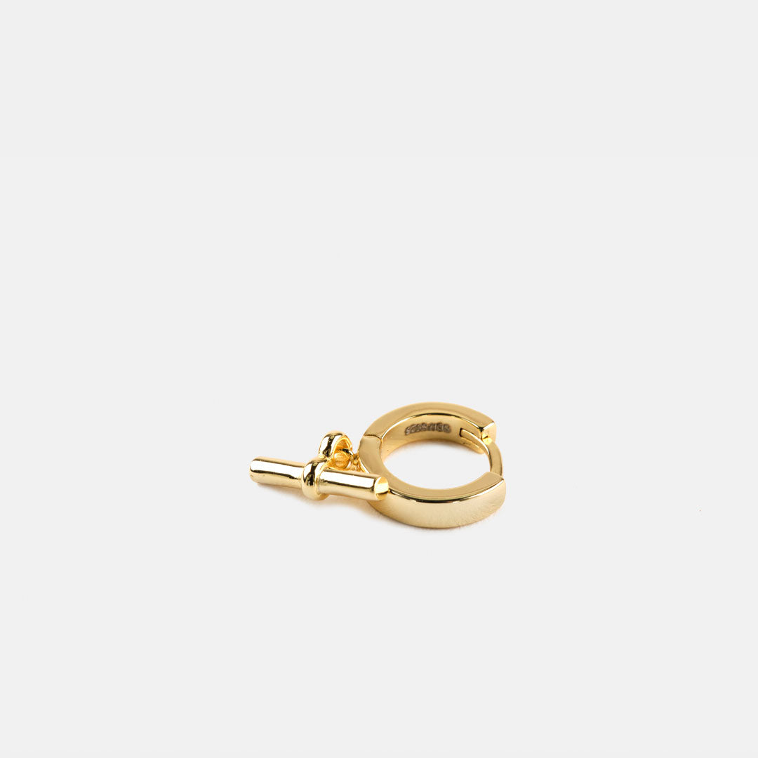Gold Plated Silver T-Bar Earring