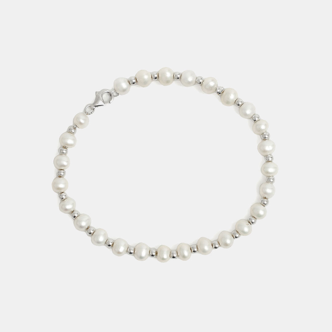 Silver Pearl Bead Bracelet
