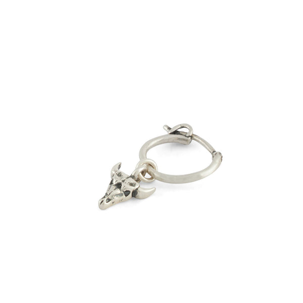 Silver Bull Pendant Earring