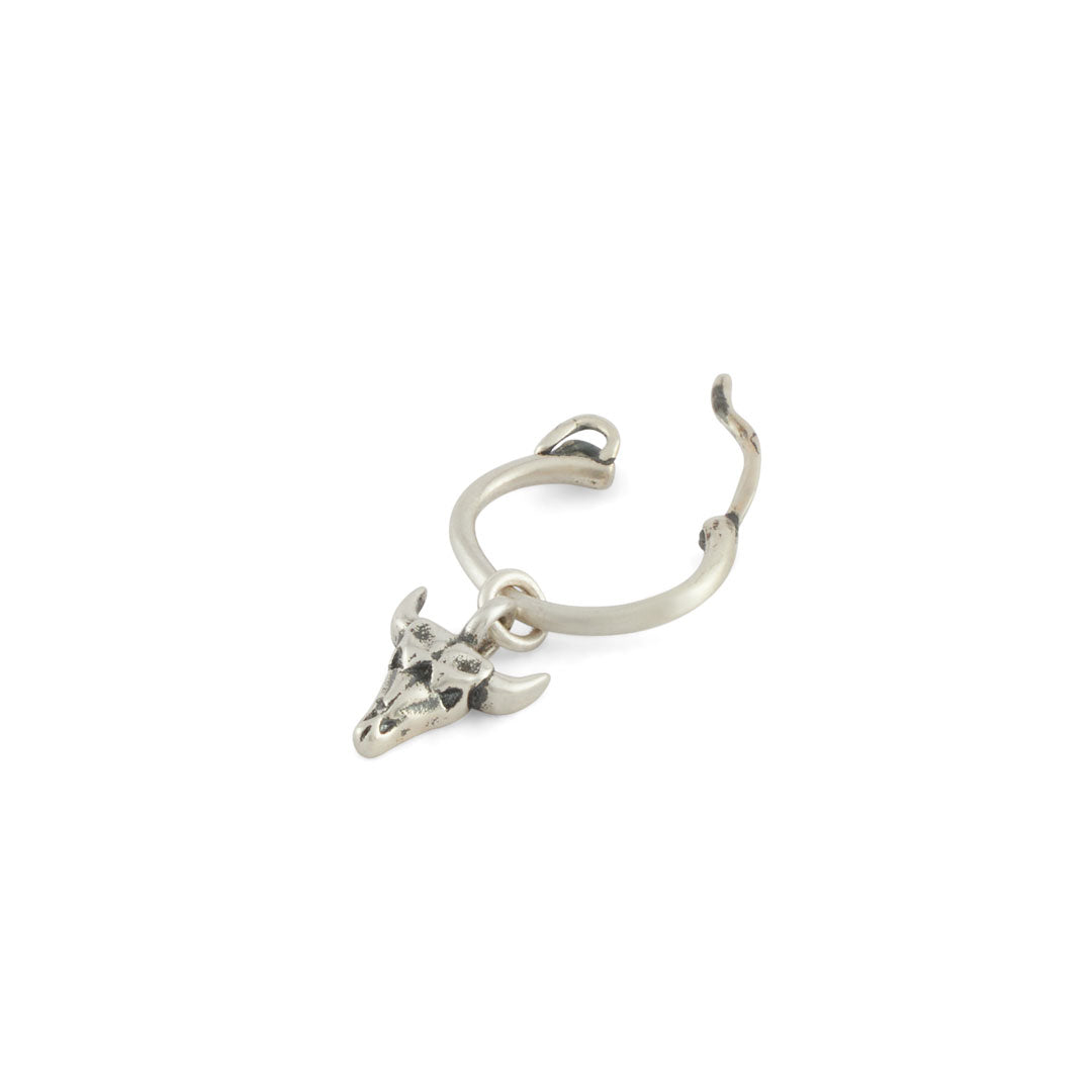Silver Bull Pendant Earring