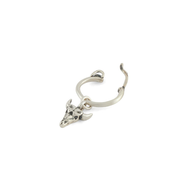 Silver Bull Pendant Earring