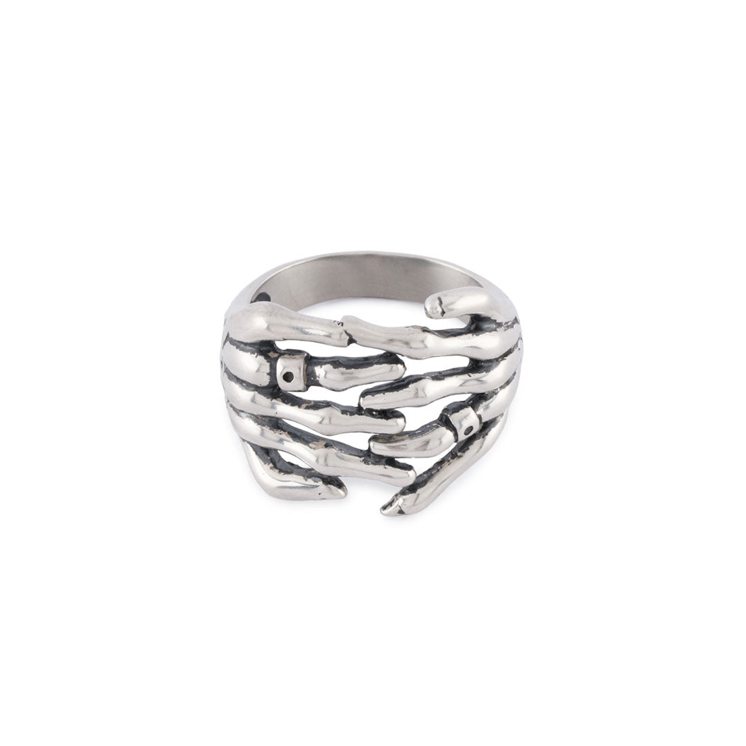 Silver Skeleton Hands Ring