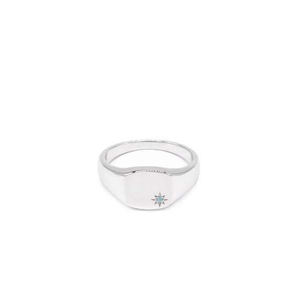 Silver Blue Topaz Birthstone Ring