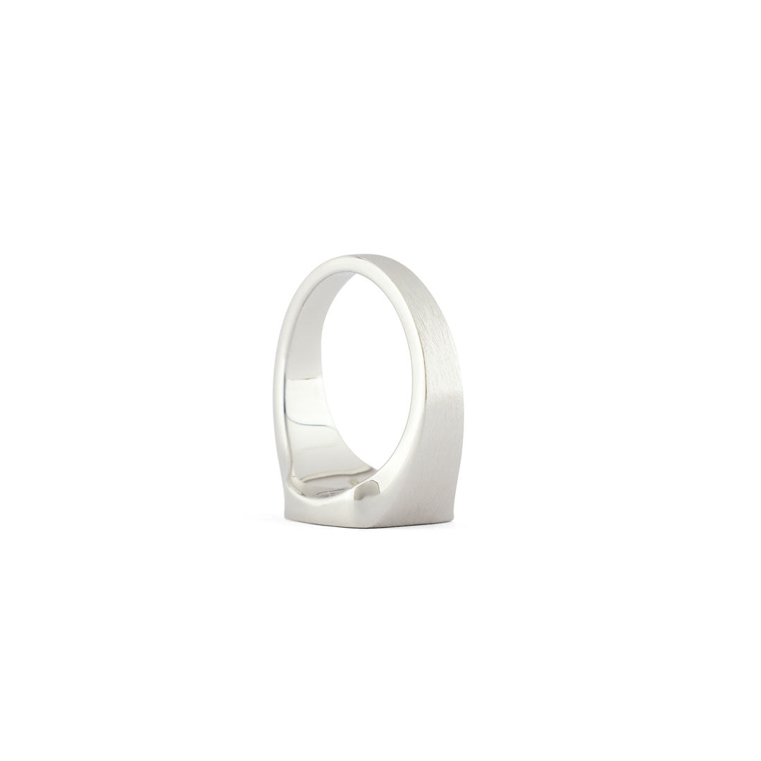 Silver Brushed Cushion Ring