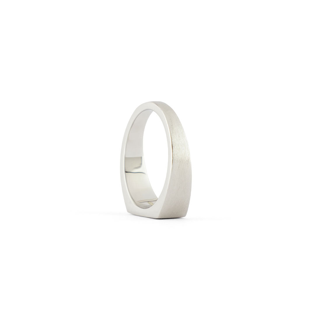 Silver Brushed Rectangle Ring