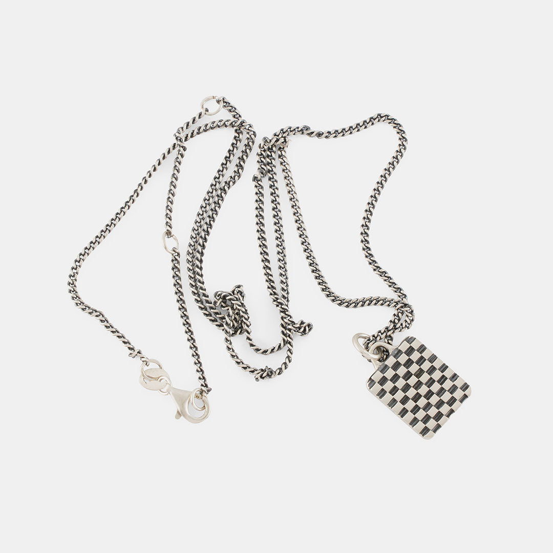 Silver Checkered Necklace