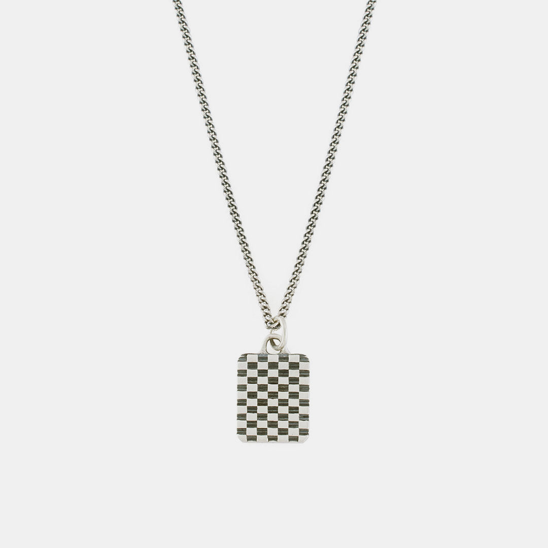 Silver Checkered Necklace