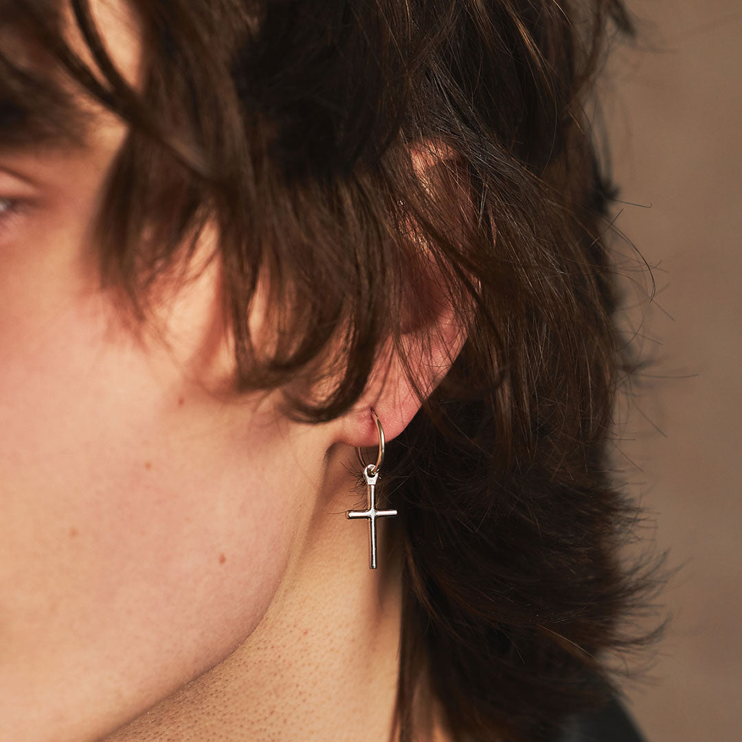 Silver Cross Earring