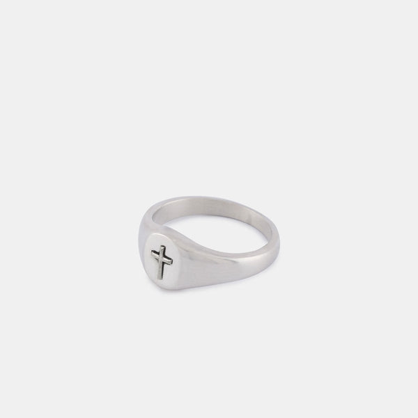 Silver Cross Signet Ring