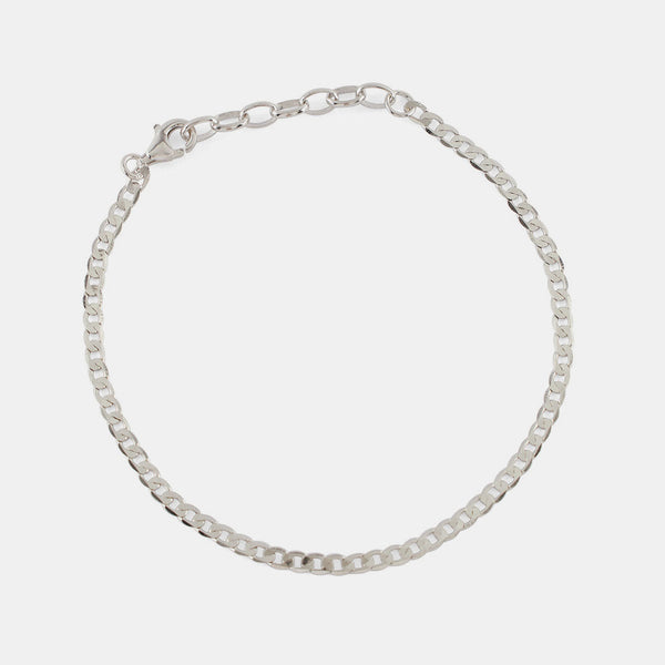 Silver Flat Cuban Chain Bracelet