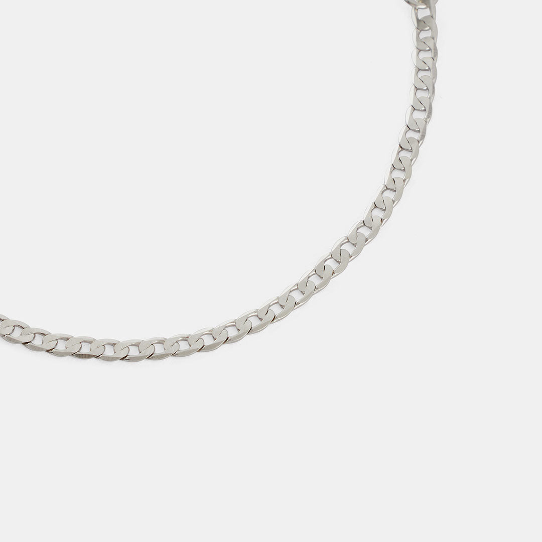 Silver Flat Cuban Chain Bracelet