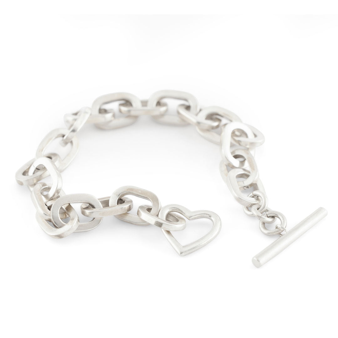 Silver Heart T-Bar Bracelet