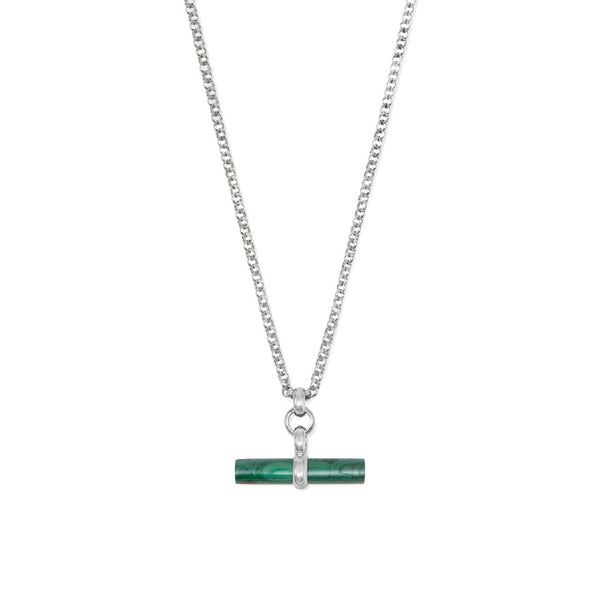 Silver Malachite T-Bar Necklace