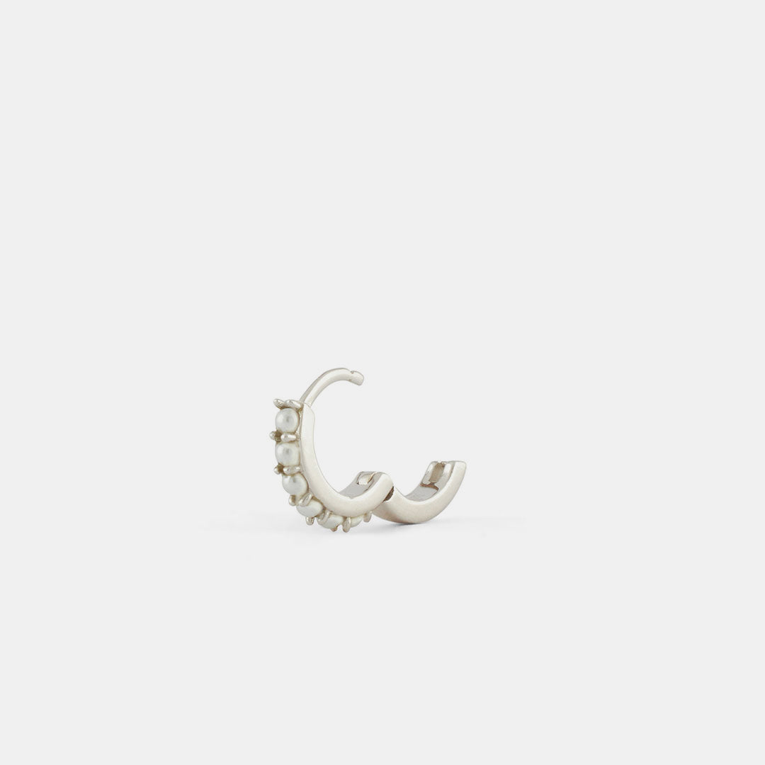 Silver Pearl Hoop Earring